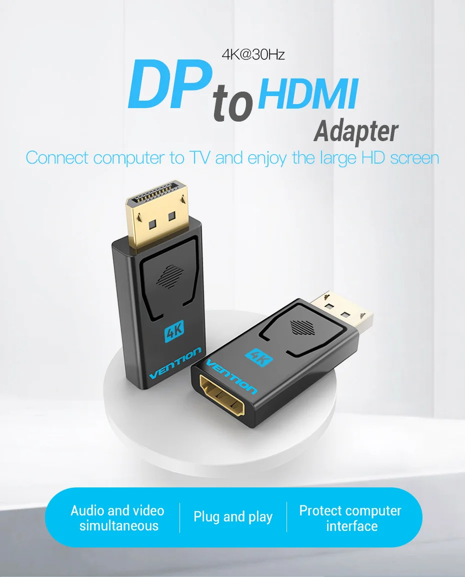 Tions DisplayPort zu HDMI Adapter 4K Männlichen DP auf HDMI Buchse Video Audio Converter für PC Laptop Projektor DisplayPort zu HDMI – Detail 3