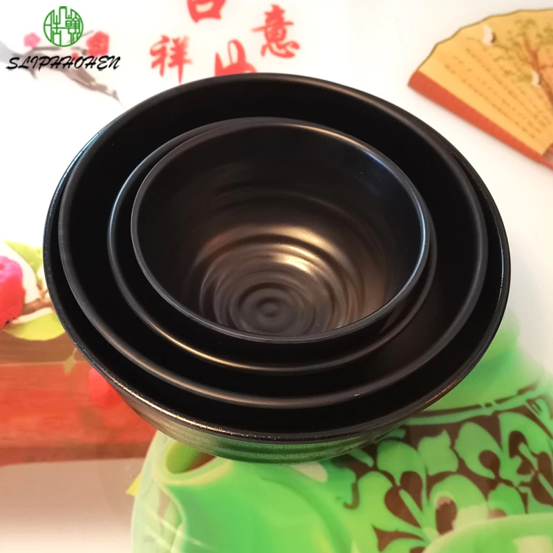 A5 Melamine Bowl Black Frost Imitation Porcelain Dinnerware 5/6/7/8 Inch Restaurant Household Round Noodle Bowl