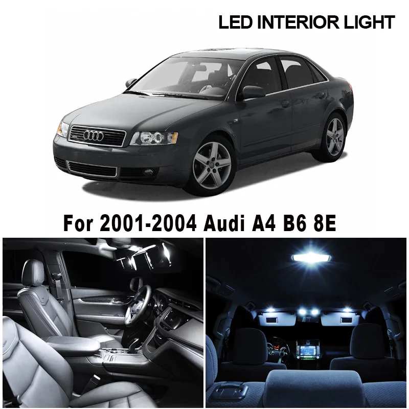 12pcs White Canbus LED Lamp Car Bulbs Interior Package Kit For 2001-2004 Audi A4 B6 8E Map Dome Trunk License Plate Light