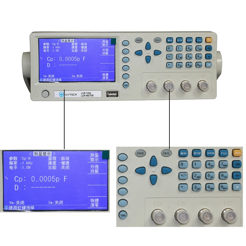 KUAIQU Digital LCR Meter 200KHz LCR-106X Digital Bridge Electronic Component Tester TFT Display 32-bit Core Processor Two Output