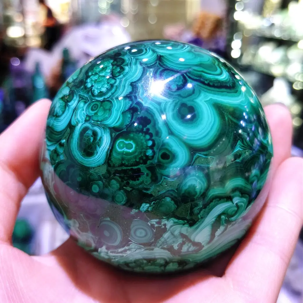 High Level Real Gem Malachite Crystal Quartz Natural Sphere Wife Gift Chakras Decor Love Symbols Ball Indie Jewelry Collectibles