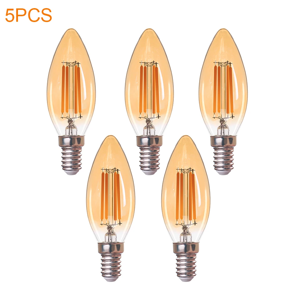 E12 E14 LED-Kerzenlampe C35 4W Dimmbare LED-Glühfadenlampe Bernsteinfarbenes Glas 110V 220V Warmweiß 2700K Deko-Kerzenleuchter Antike Lampe