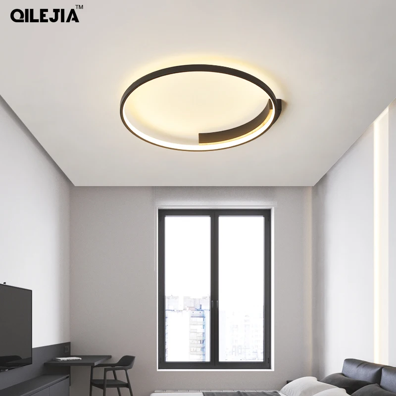 

Led Chandeliers Simple line circular lamp For Bedroom Round Simple Indoor Lamp Lighting Luminaria White/Black /gold Color lights