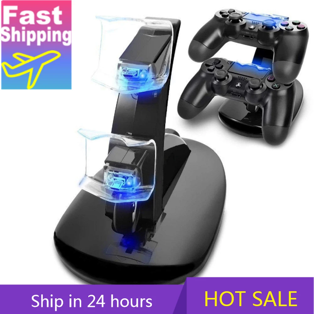 Carregador de controle dual para PS4, estação base Dock LED USB, para carregar manete Sony Playstation 4 / PS4 Pro /PS4 Slim