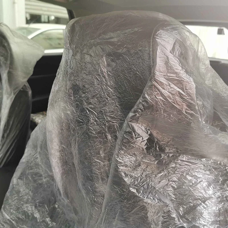 5 Pcs Car Disposable Plastic Transparent Seat Protective Covers Garage One-Off Cover Accessories Auto Parts Car Seat Cover