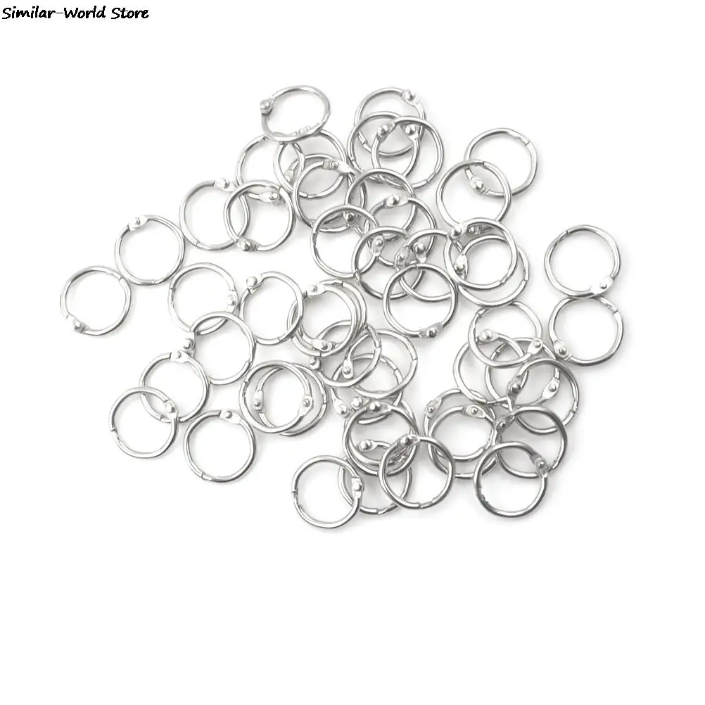 2021 New 50PCS Metal Loose Leaf Book Binding Ring Key Chains Clip Album Scrapbook Craft Photo Split Tool 20mm Outer Dia