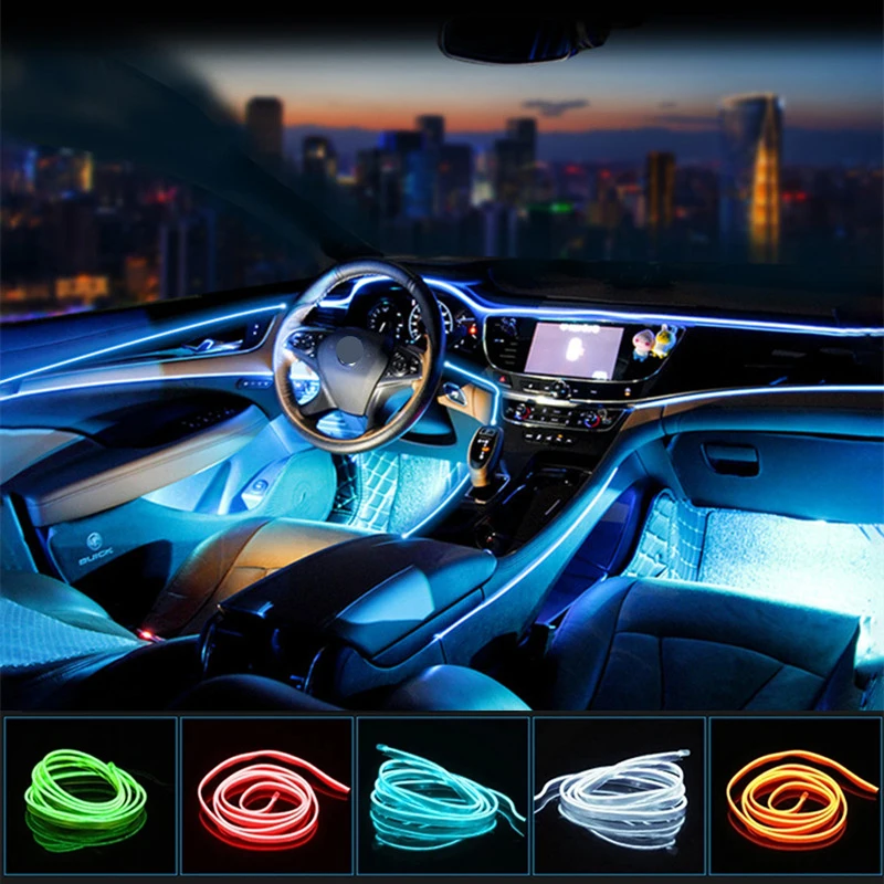 

1M 5M Car Interior Led Decorative Lamp Wire LED Strip Neon Light For Auto DIY Flexible Ambient Light USB Party Atmosphere Diode