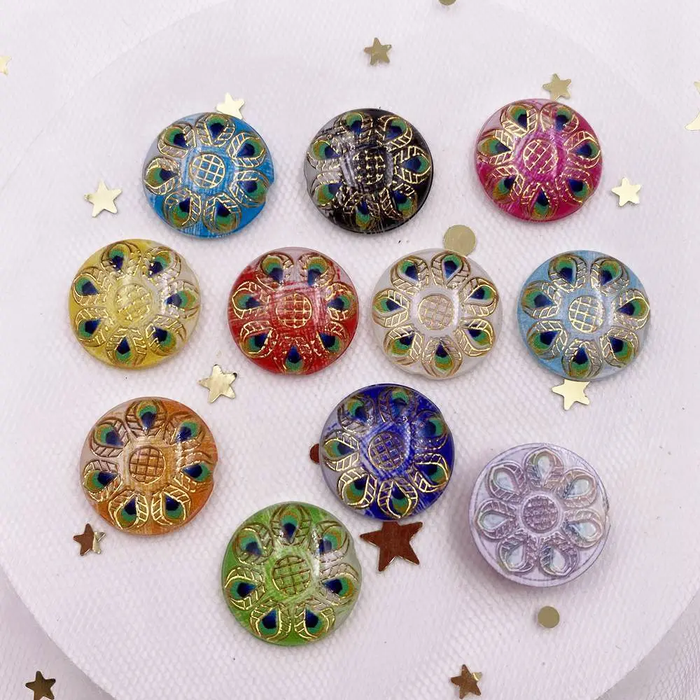 Multi Size Shiny Resin 10/12/14/16mm Round Peacock eye Flatback Rhinestone Scrapbook DIY Wedding Applique Ornament Crafts SF94