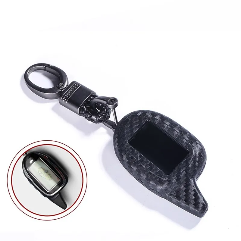 Carbon Fiber Silicone Key Cover For Scher-Khan Magicar 7 M12 M11 M9 M8 M7 Russia 2-Way Car Alarm Silica Gel LCD Remote Case