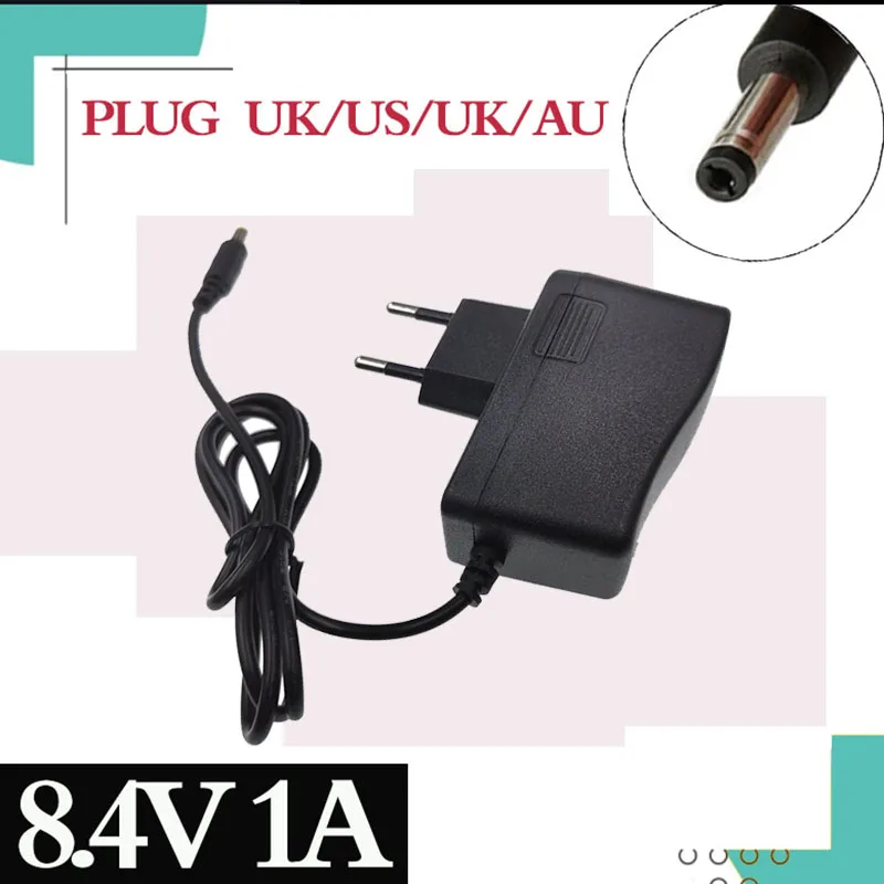 8.4V 1A Charger 7.4V 18650 110-220V Lithium Battery Charger DC 5.5mm * 2.1 portable charger EU / AU / US / UK plug