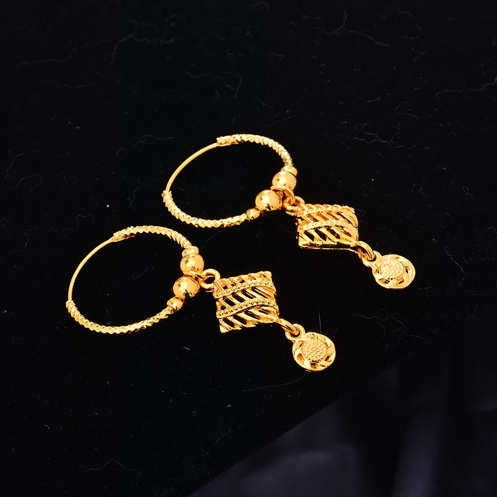 Ethiopia 24k Gold Color Earrings Dubai Earrings For Women Girls African Party Wedding Gifts Earrings Gift