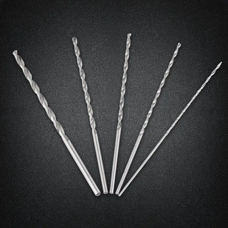 Juego de brocas de acero de alta velocidad Extra largas, herramienta de Broca helicoidal de vástago recto de 2-5mm para madera, 5 uds.