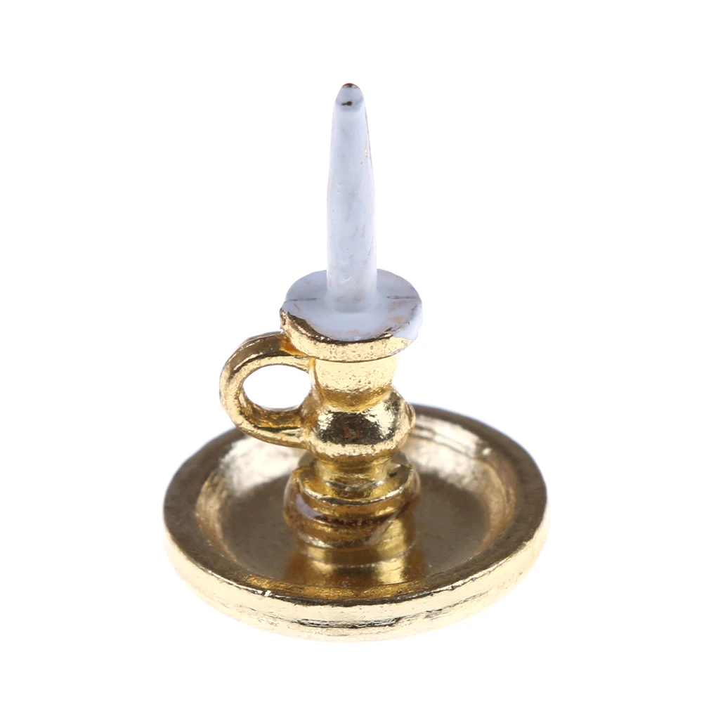 1:12 Dollhouse Miniature Candle Vintage Golden Silver Metal Holder Stick Dollhouse Furniture Accessories Children Toys