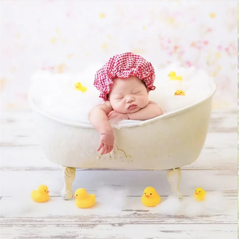 Baby Boy Props for Photography Iron Bathtub for Children with Bubble Cotton Photo Shoot for Kids Newborn Photography Props Bed