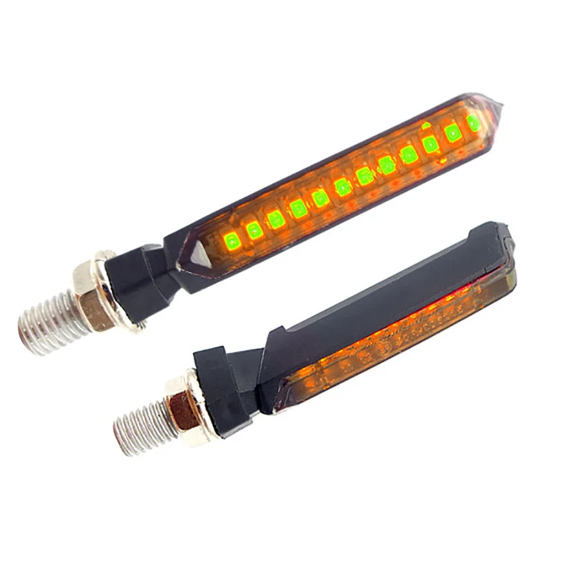 2 pz/lotto 12 LED DRL indicatore di direzione freno luce di striscia LED Switchback luce di marcia diurna per moto, giallo + rosso/bianco