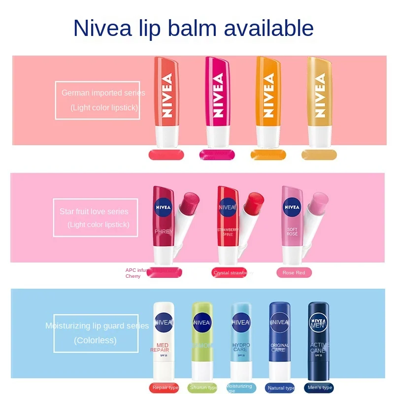 TT Nivea Moisturizing Lipstick for Women Moisturizing Hydrating Lipstick Front Base Lip Nourishing Anti-Chapping Nursing Men