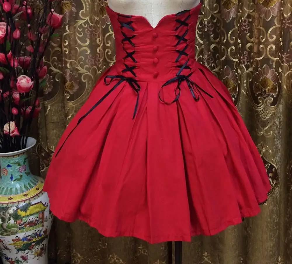 Jupe Lolita taille haute, style gothique, japonaise, douce, style victorien, kawaii, été