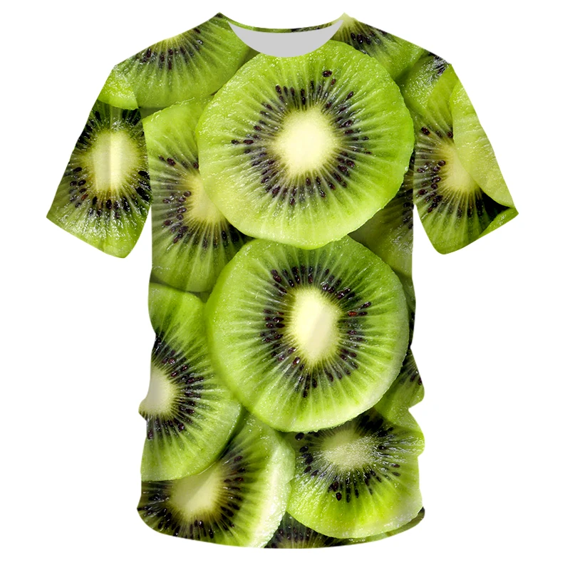 

3D Print T-Shirt Men Women Fashion O-Neck Short Sleeve TShirt Kiwi Pattern Hip Hop Streetwear Tees Tops Male Tshirt Fruit Style