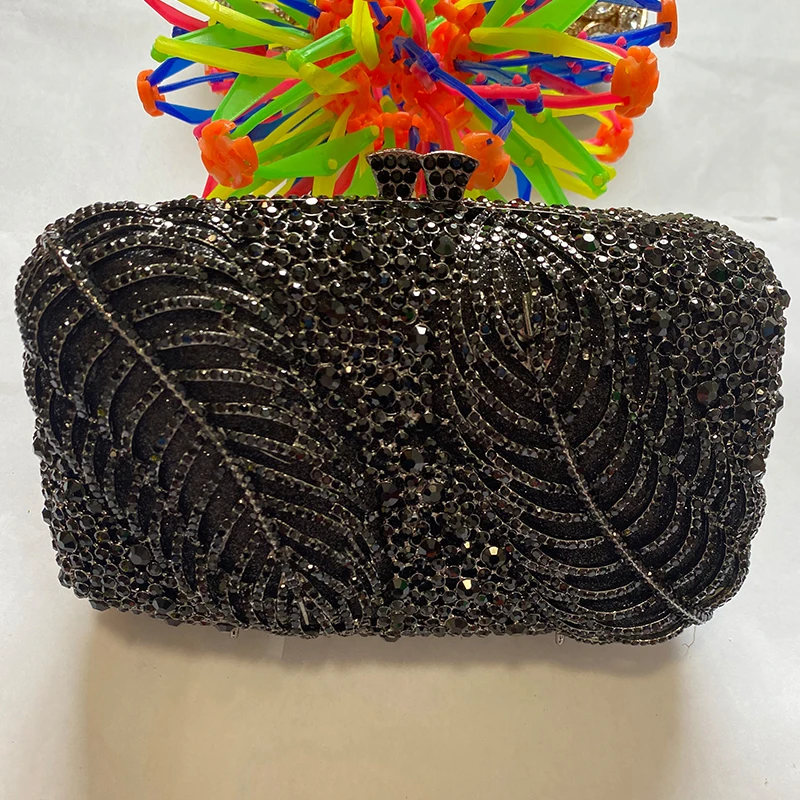 

Silver Evening Clutches Diamond Wedding Purses WHTUOHENG Crystal Purses Rhinestone Clutch Bags Leaves Women Party Handbags