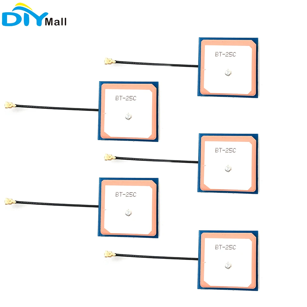 

5PCS BT-25C GLONASS GNSS Dual Antenna Internal GPS Active Antenna IPEX Interface 33db High Gain 25*25*4mm 5cm Length