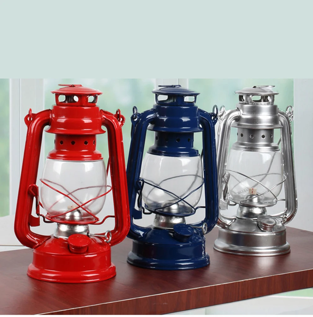 Lanterne da uragano da 19 cm Lampade a olio con stoppino Luce di emergenza selvaggia alimentata da olio vegetale diesel per l'arredamento del giardino