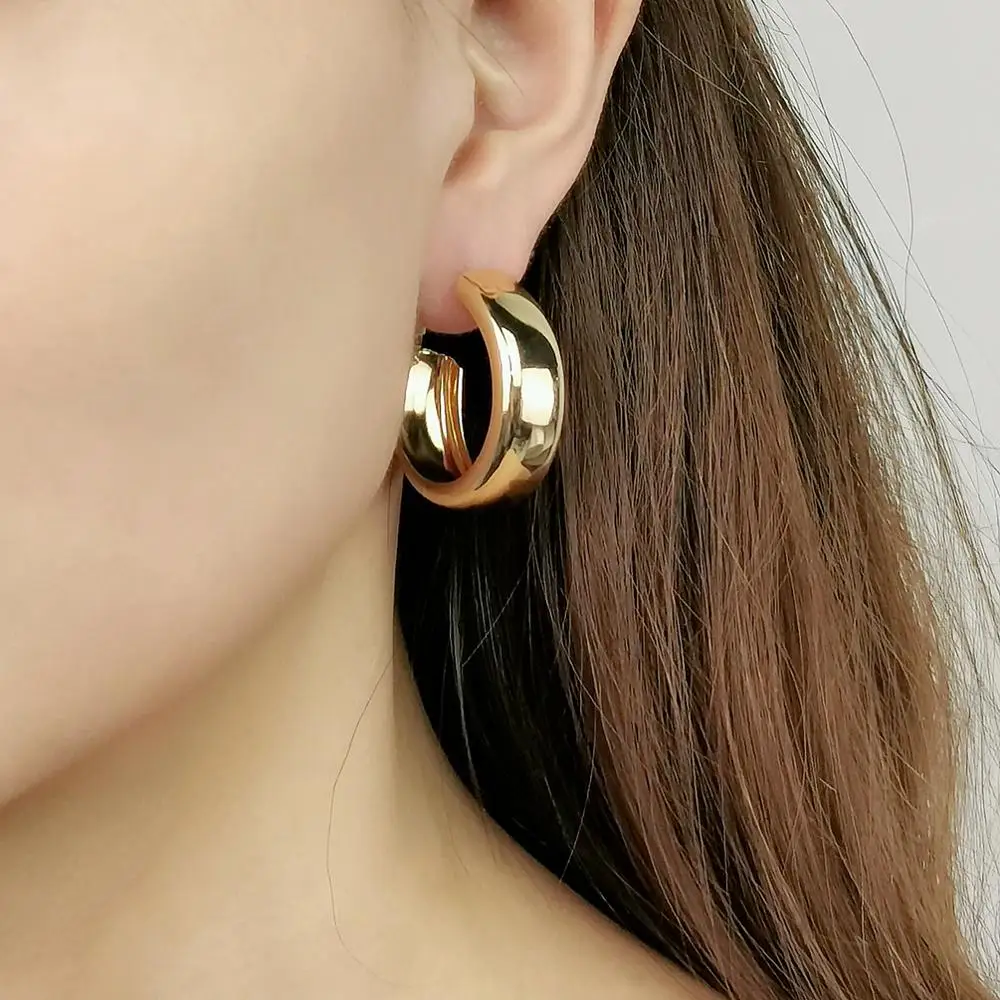 MANILAI 30 40 50 60mm Wide Metal Big Hoop Earrings Jewelry Round Statement Earrings Women Gold Color Fashion Brincos