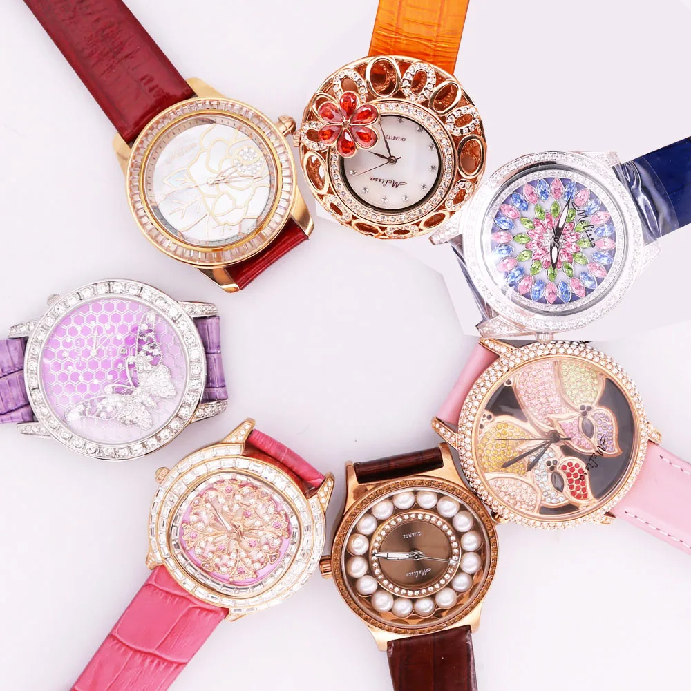 SALE!!! Discount Melissa Crystal Old Types Lady Women's Watch Japan Mov't Fashion Hours Bracelet Leather Girl's Gift No Box