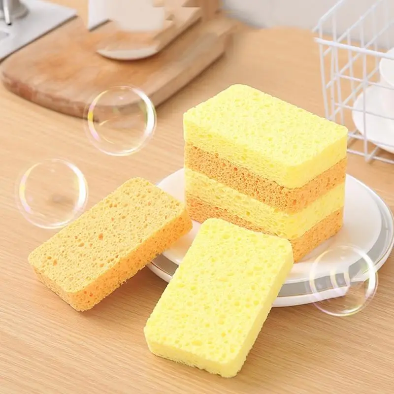 Cellulose Kitchen Dishwashing Sponge Wood Pulp Cleaning Scrub Sponge Pot Pan Dish Scouring Pad Kitchen Cleaning Cloth S-XL Size