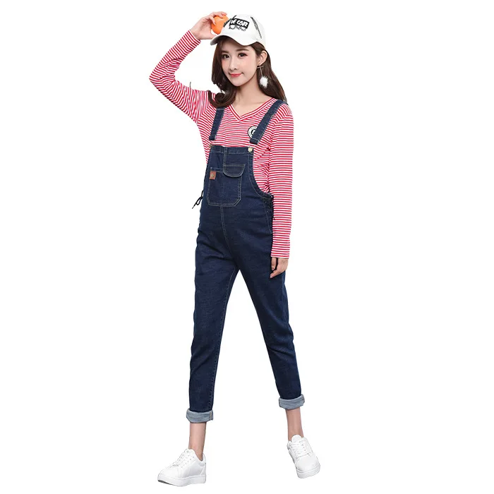 Baju Overall Hamil 2019ฤดูใบไม้ผลิฤดูใบไม้ร่วง Jumpsuits หลวมผ้าฝ้าย Plus Size Maternity กางเกงหญิงตั้งครรภ์กางเกงยีนส์ Bibs กางเกง