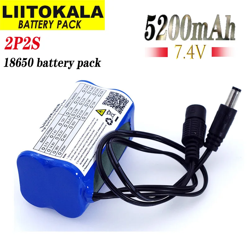 LiitoKala Protect 7.4 V 5200 mAh 8.4 V 18650 Li-lon Battery bike lights Head lamp special battery pack DC 5.5*2.1MM