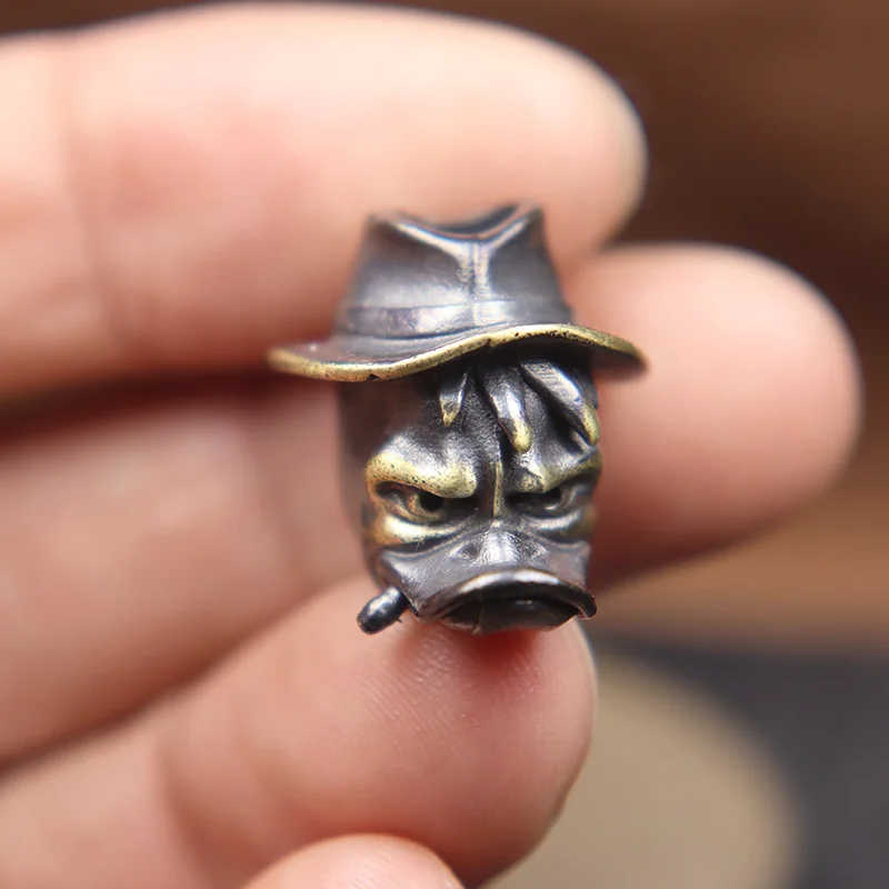 Smoking Duck Detective EDC Brass Knife Beads Cartoon Animal Pendants DIY Woven Umbrella Rope Lanyard Charms Paracord Accessories