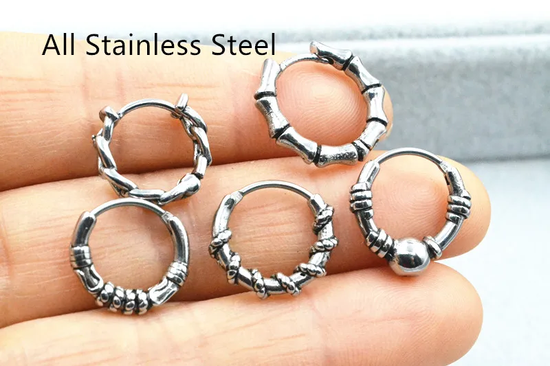 Lot 50pcs Body Jewelry-  Stainless Steel Hoop Ring PUNK EMO Circle Earrings Nose Clicker Septum Ring Men/Women Ear Stud/Earring