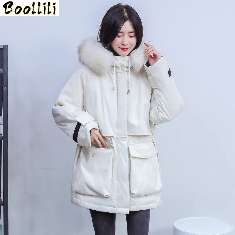 

New Boollili 2023 Duck Down Jacket Women Winter Coat Women Fox Fur Collar Korean Puffer Jacket Women Warm Parka Abrigos