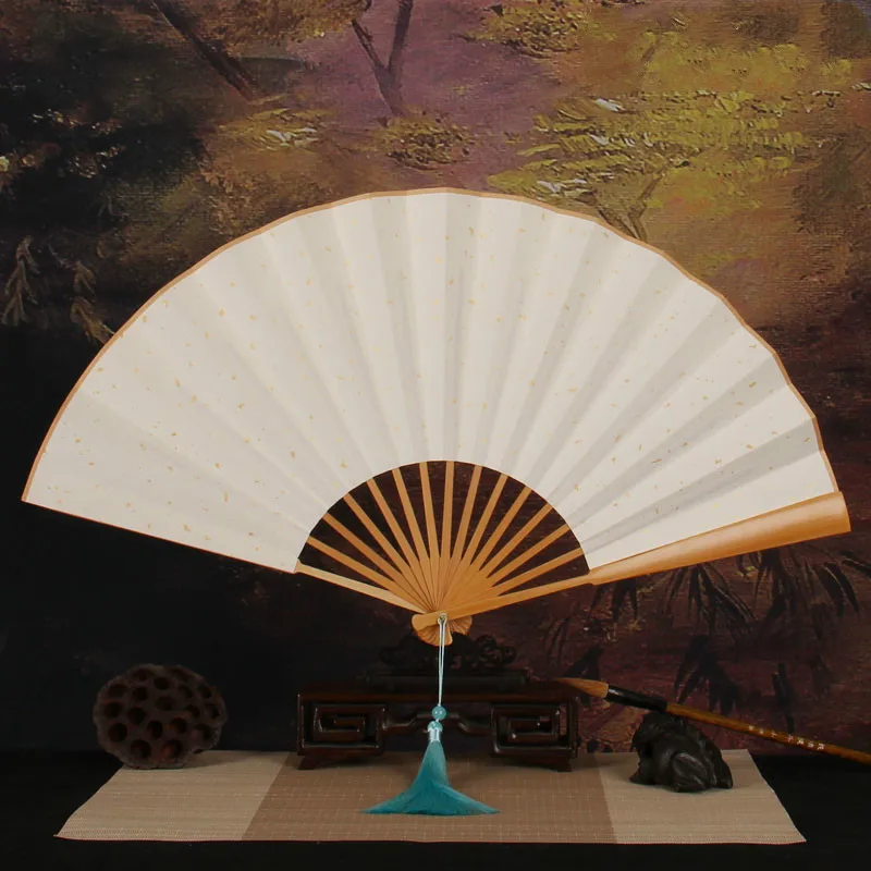 Chinese Brush Pen Calligraphy Paper Fan Ink Painting Creation Rice Paper Ventilador Blank Men/women Folding Xuan Paper Hand Fan