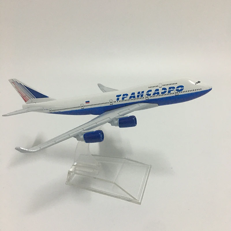 JASON TUTU 16cm Transaero Boeing 747 Airplane Model Plane Model Aircraft Diecast Metal 1/400 Scale Planes Factory Drop shipping