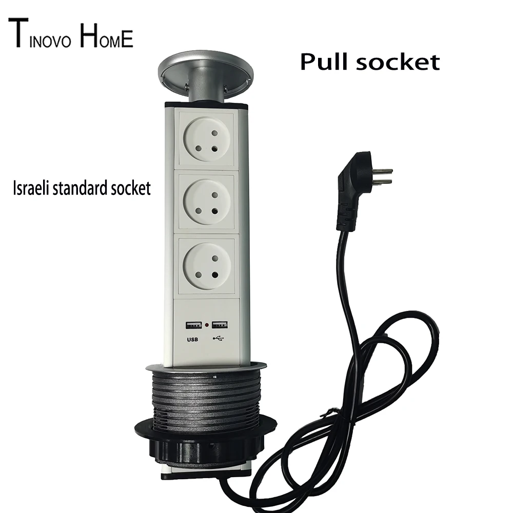 Israel socket/pull socket/desktop socket/office kitchen socket /3-position  socket with USB charging/