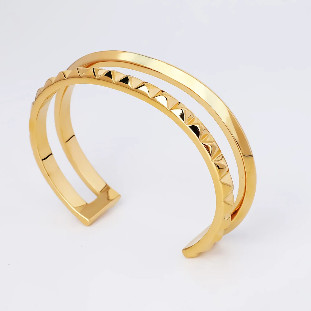 VAROLE Pyramid Cuff Bracelets Bangles For Women Accessories Gold Plated Fashion Jewelry Party Armband Gifts