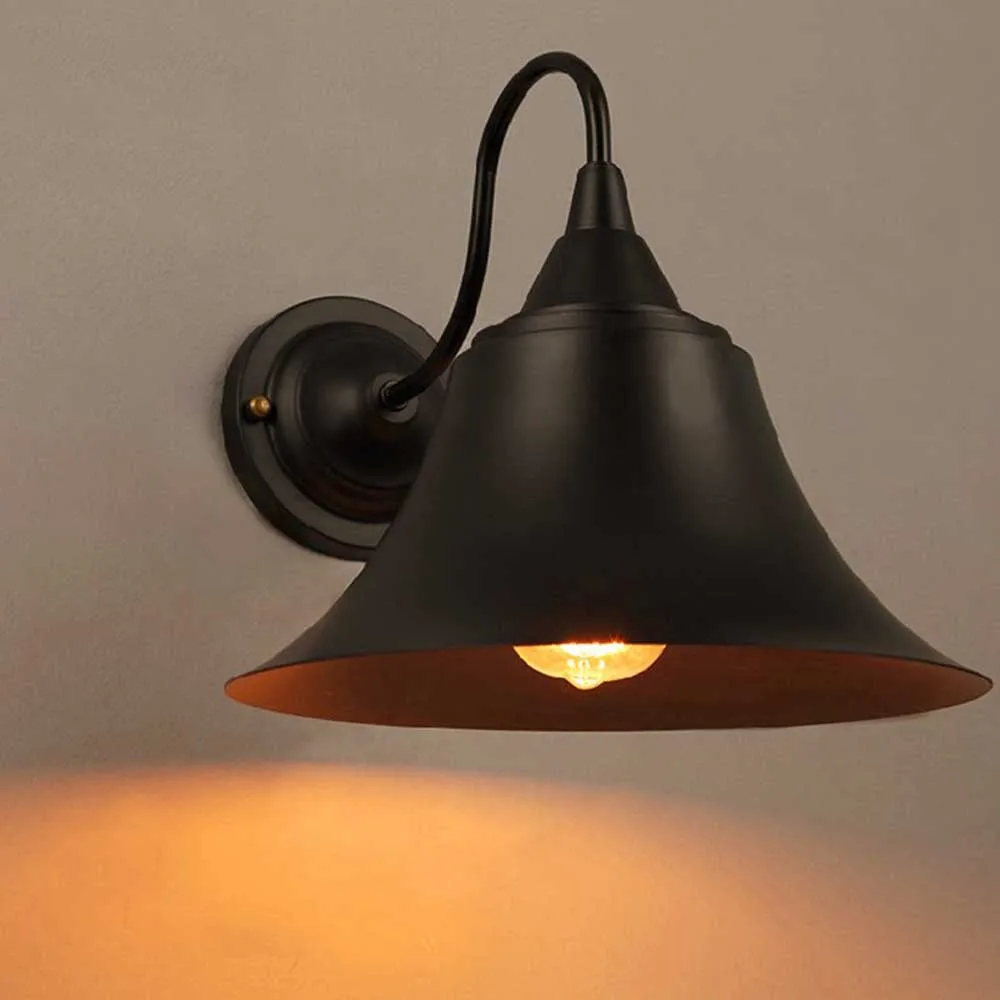 Vintage Metal Horn Restaurant Wall Lamps American country Dining Room Wall Lights industrial Metal Hat Corridor Hallway Balcony