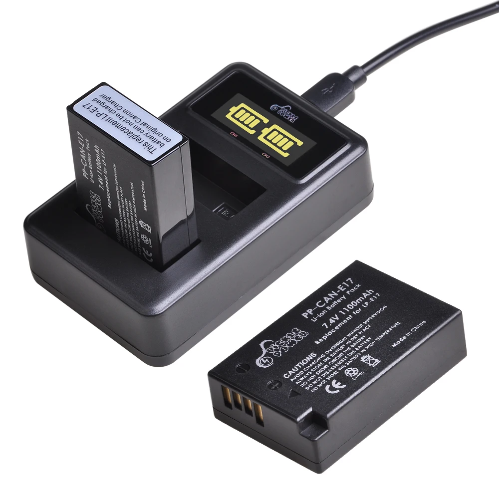 Pickle Power Digital Battery For Canon EOS 200D M3 M6 750D 760D T6i T6s 800D 8000D Kiss X8iLP-E17 LPE17 LP E17 +LED Dual Charger