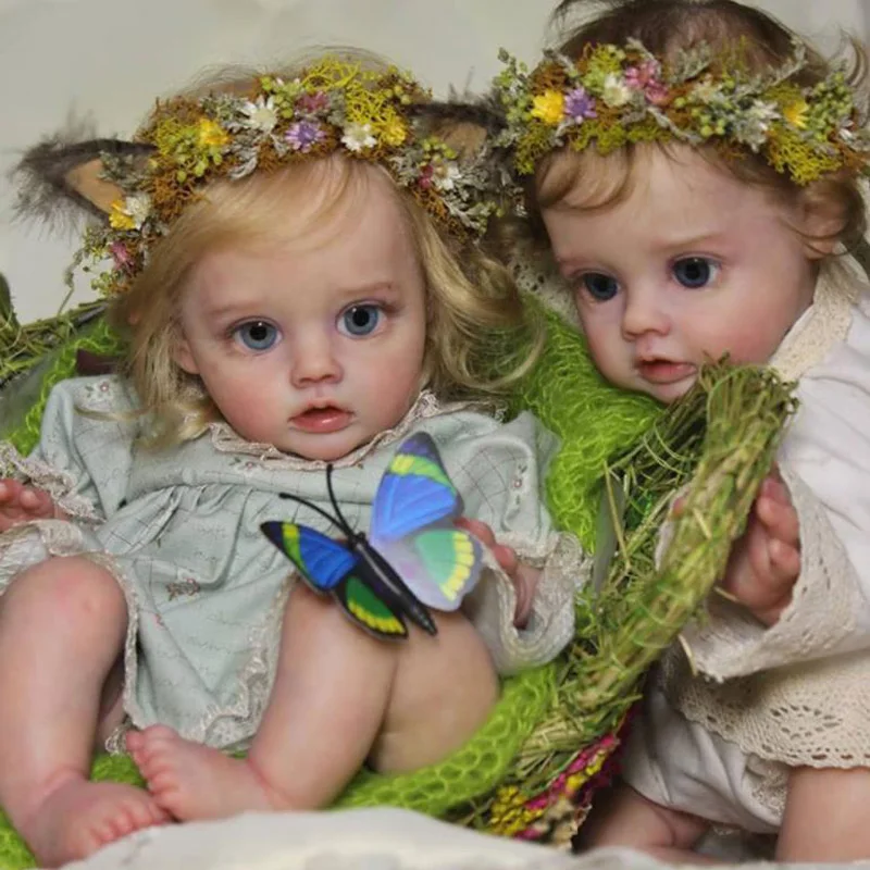 12inch DIY Reborn Doll Kit Handmade Unpainted Reborn Little Elf Baby Doll Kit Head + Limbs + Body Cloth + Blue Eyes Kit