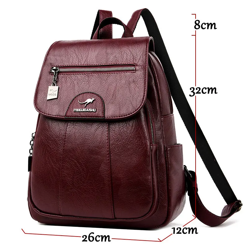 2023 Women Leather Backpacks High Quality Female Vintage Backpack For Girls School Bag Travel Bagpack Ladies Sac A Dos Back Pack