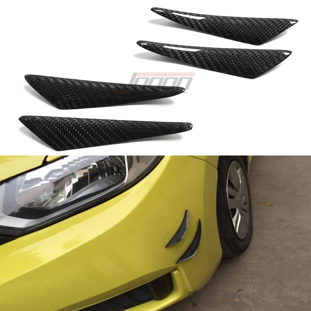 4Pcs Carbon Fiber Front Bumper Lip Splitter Fins Body Spoiler Canards Refit Trim For MAZDA3 MAZDA6 RX-8 2003-2017