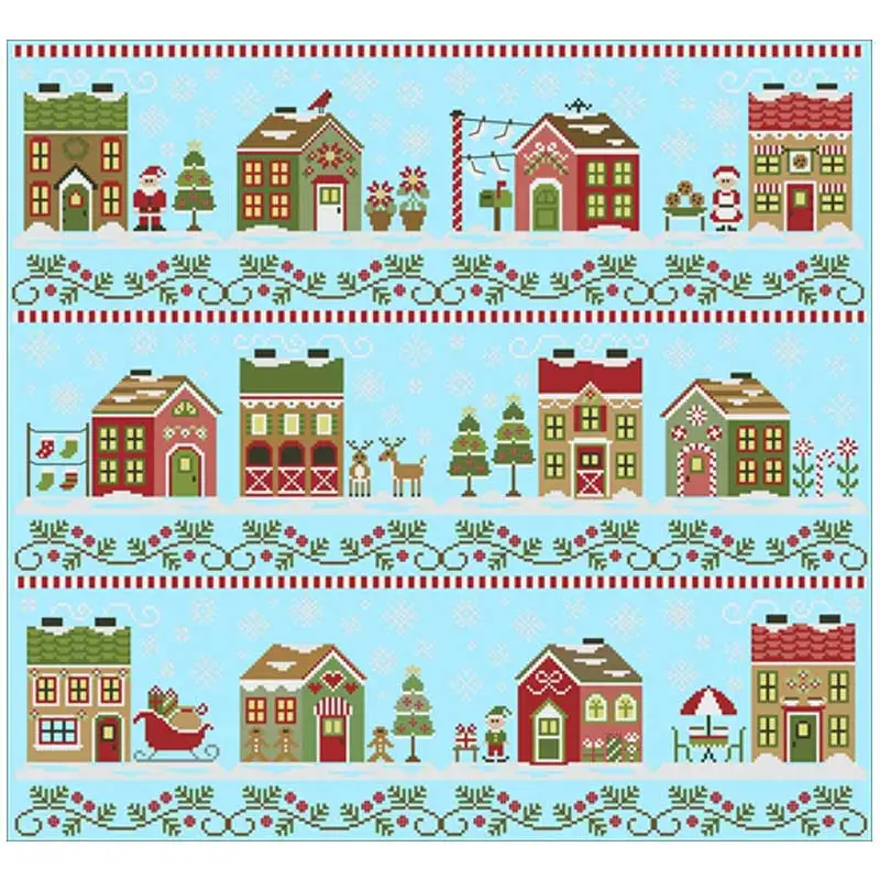 Santa's Village cartoon patterns Counted Cross Stitch 11CT 14CT DIY Chinese Cross Stitch Kits Embroidery Needlework Sets