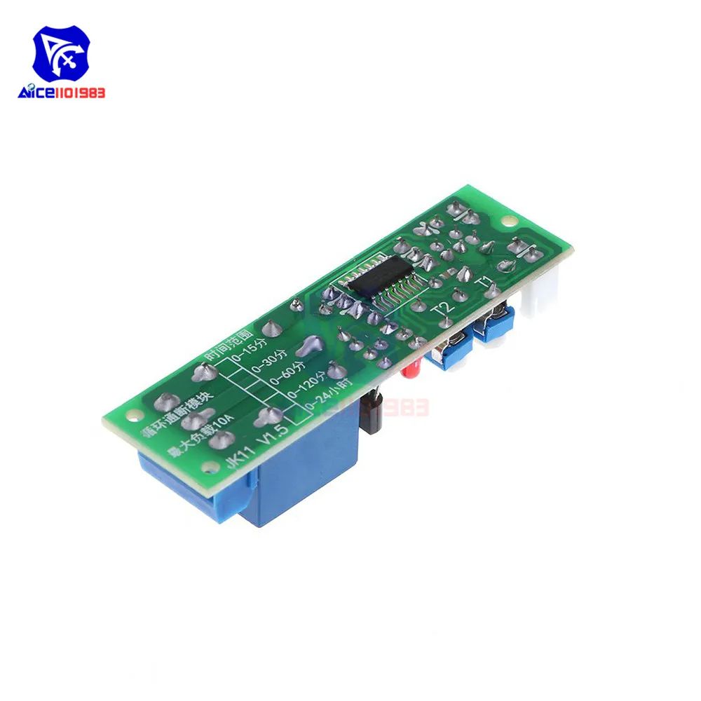 diymore JK11 Adjustable Cycle Timer Delay On/Off Switch Relay Module DC 5V 12V 24V Timer Relay Module 0 -15m / 0-60m with Cable