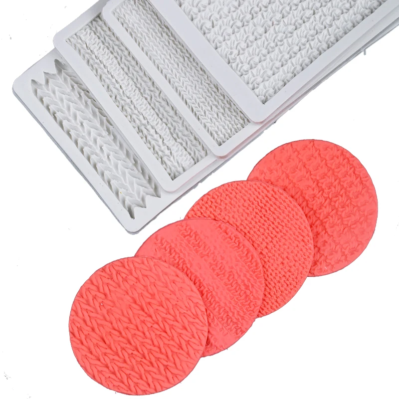 Sweater Pattern Knitting Texture Fondant silicone mold Cake Border Embossing Woolen Yarn Doll Shape Cake Decorating Moulds