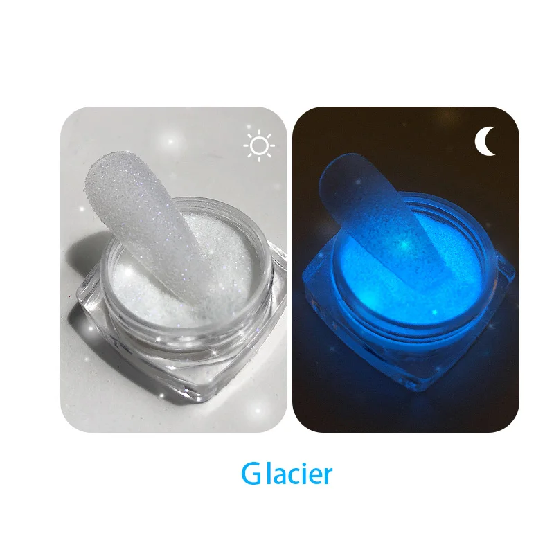 Clubbing Glow in the Dark Glitter Suger Nials Powder 6 Colors Dipping 0.2-0.6MM Manicure DIY Luminous Flashing Nail Glitter 2021