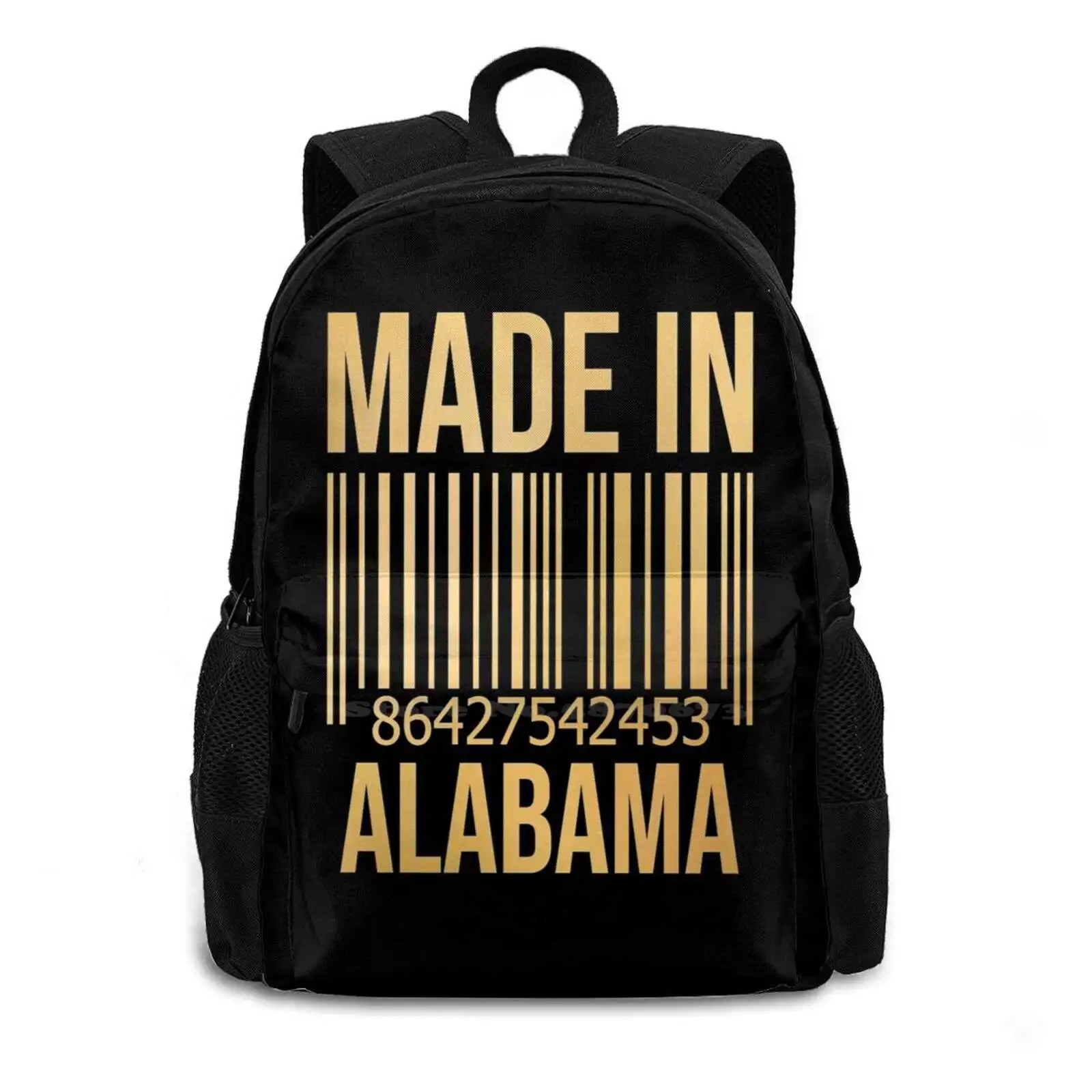 Made In Alabama In Gold Fashion Pattern Design Travel Laptop School Backpack Bag Alabama State Alabama Flag Alabama Map Alabama