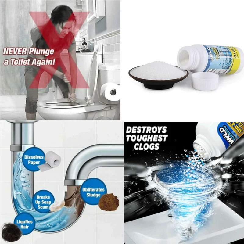 Hot sale Super Powerful Sink Drain Cleaner Powder Toilet Brush Closestool Clogging Cleaning Tool Super Amazing Portable