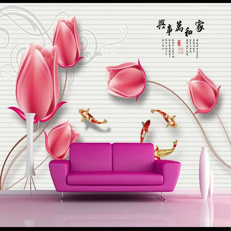 

Custom Self-Adhesive 3D Flower Stereo TV Background Wall Living Room Bedroom Sticker Papel De Parede Fresco Tapety Home Décor