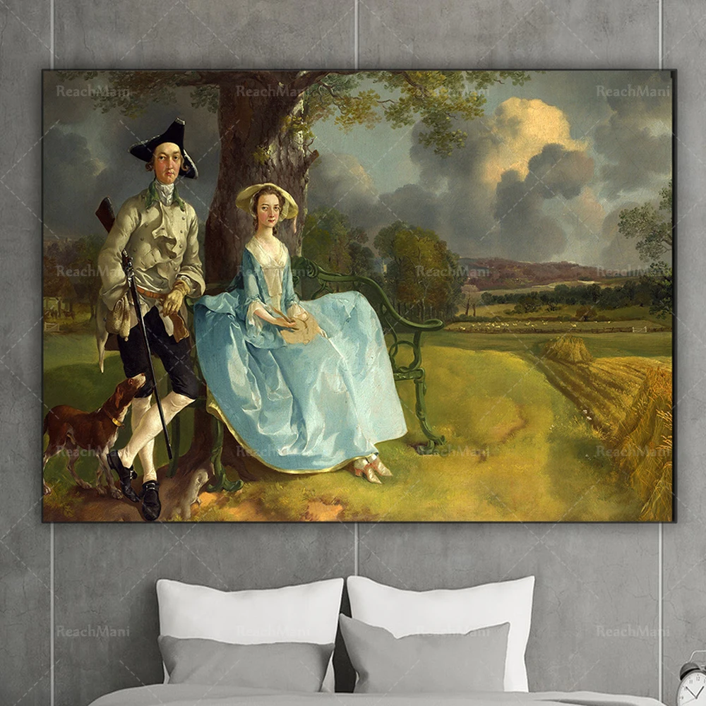

Masterpieces of Mr. and Mrs. Andrews-Thomas Gainsborough, classic artwork mural decoration canvas canvas home poster